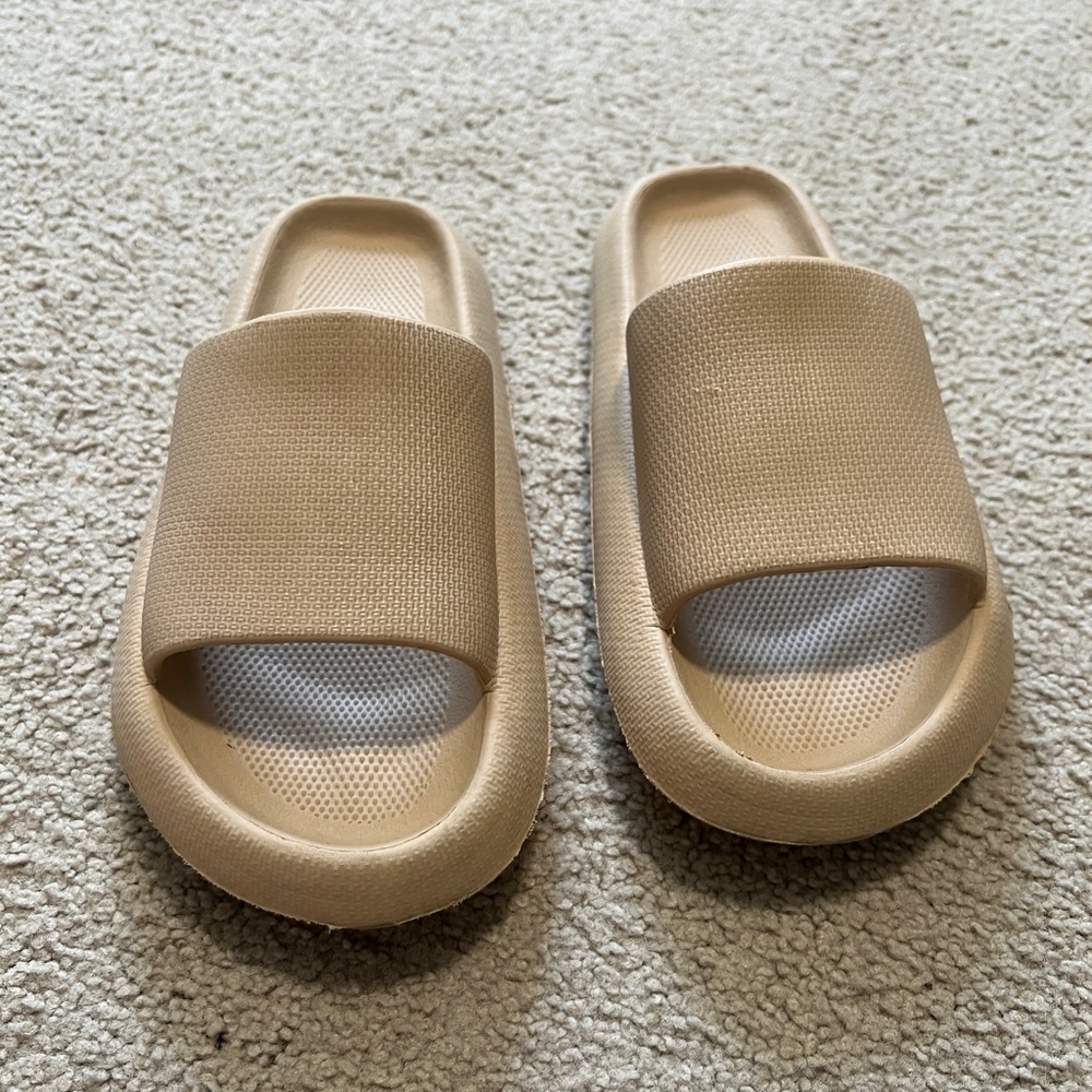 Beige Slide Sandals